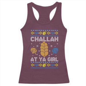 Funny Ugly Hanukkah Racerback Tank Top Challah At Ya Girl Matching TS10 Maroon Print Your Wear