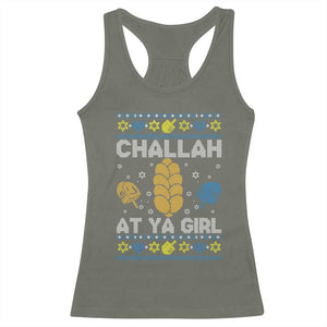Funny Ugly Hanukkah Racerback Tank Top Challah At Ya Girl Matching TS10 Military Green Print Your Wear