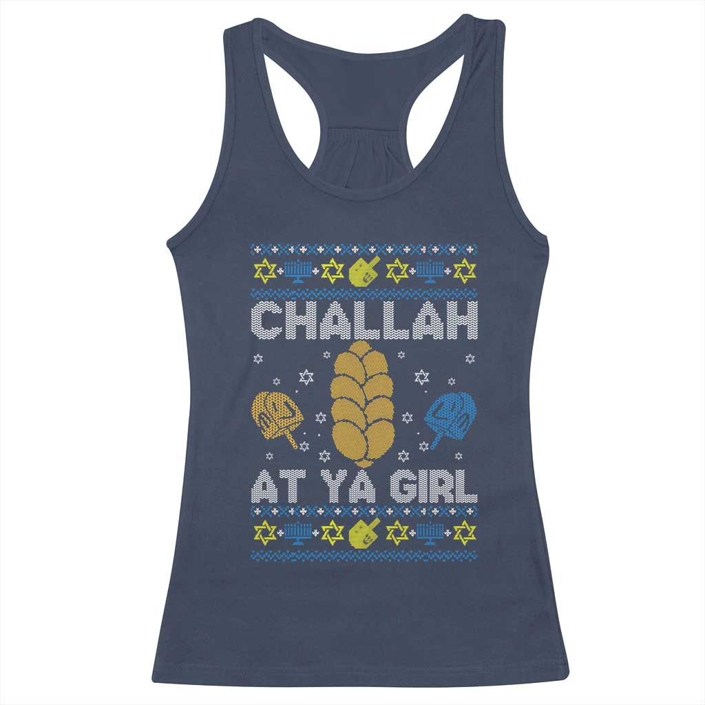 Funny Ugly Hanukkah Racerback Tank Top Challah At Ya Girl Matching TS10 Navy Print Your Wear