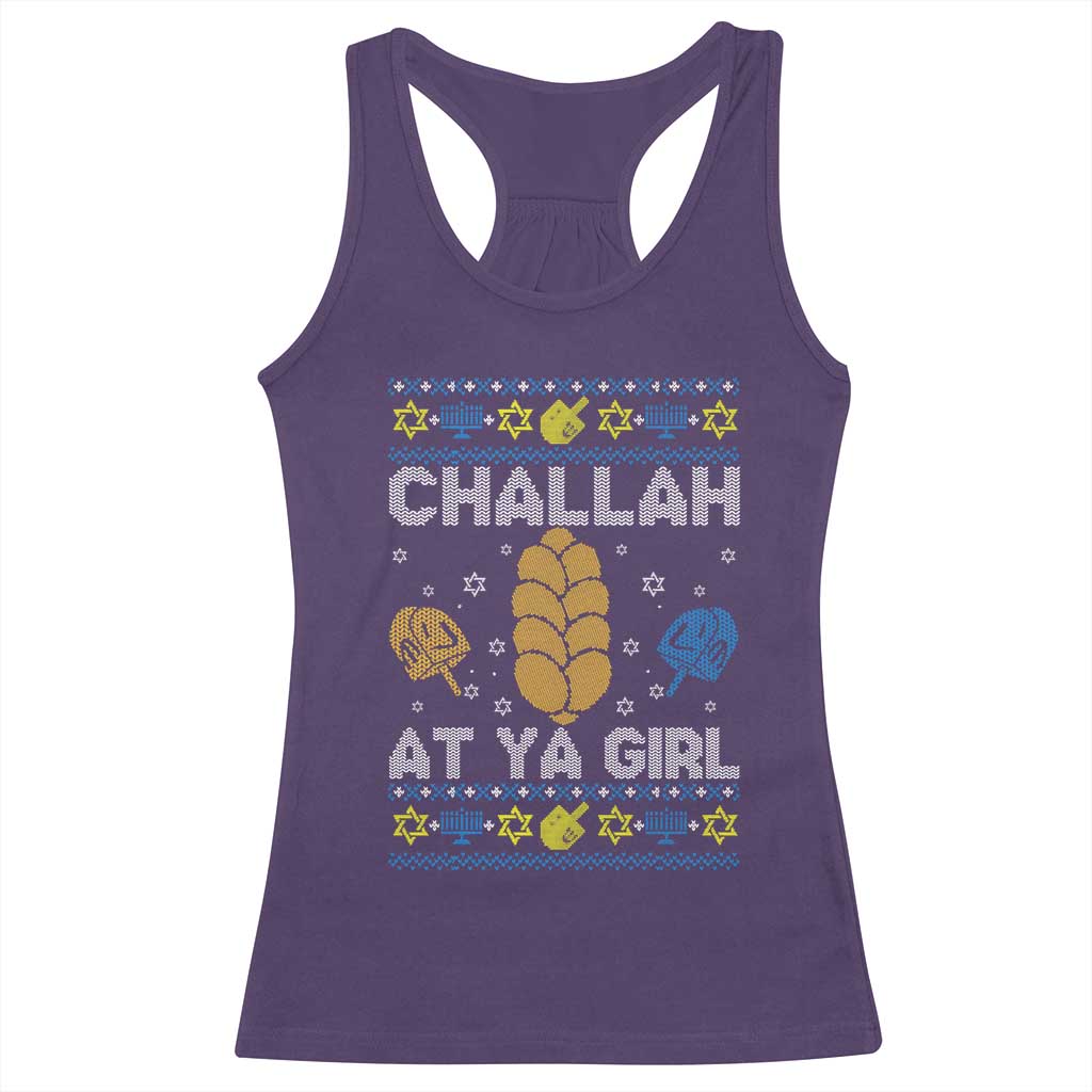 Funny Ugly Hanukkah Racerback Tank Top Challah At Ya Girl Matching TS10 Purple Print Your Wear
