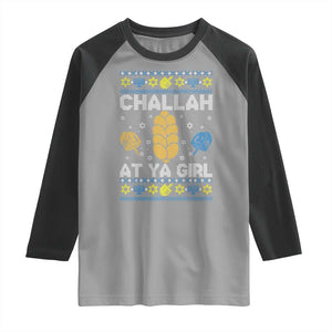 Funny Ugly Hanukkah Raglan Shirt Challah At Ya Girl Matching TS10 Sport Gray Black Print Your Wear