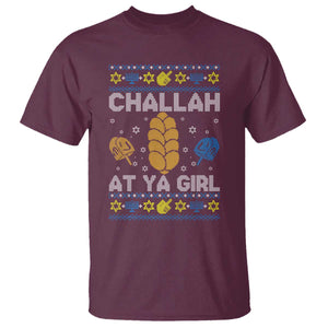 Funny Ugly Hanukkah T Shirt Challah At Ya Girl Matching TS10 Maroon Print Your Wear