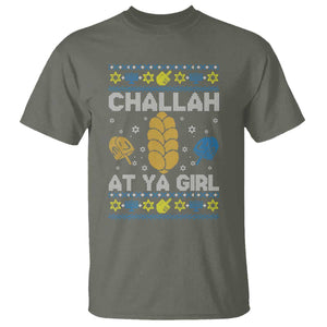 Funny Ugly Hanukkah T Shirt Challah At Ya Girl Matching TS10 Military Green Print Your Wear