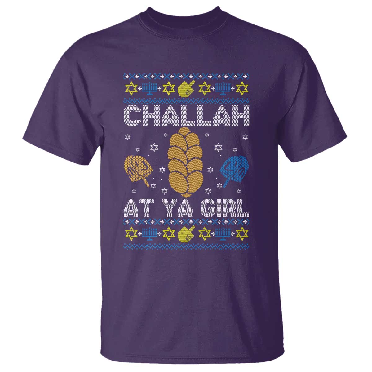 Funny Ugly Hanukkah T Shirt Challah At Ya Girl Matching TS10 Purple Print Your Wear