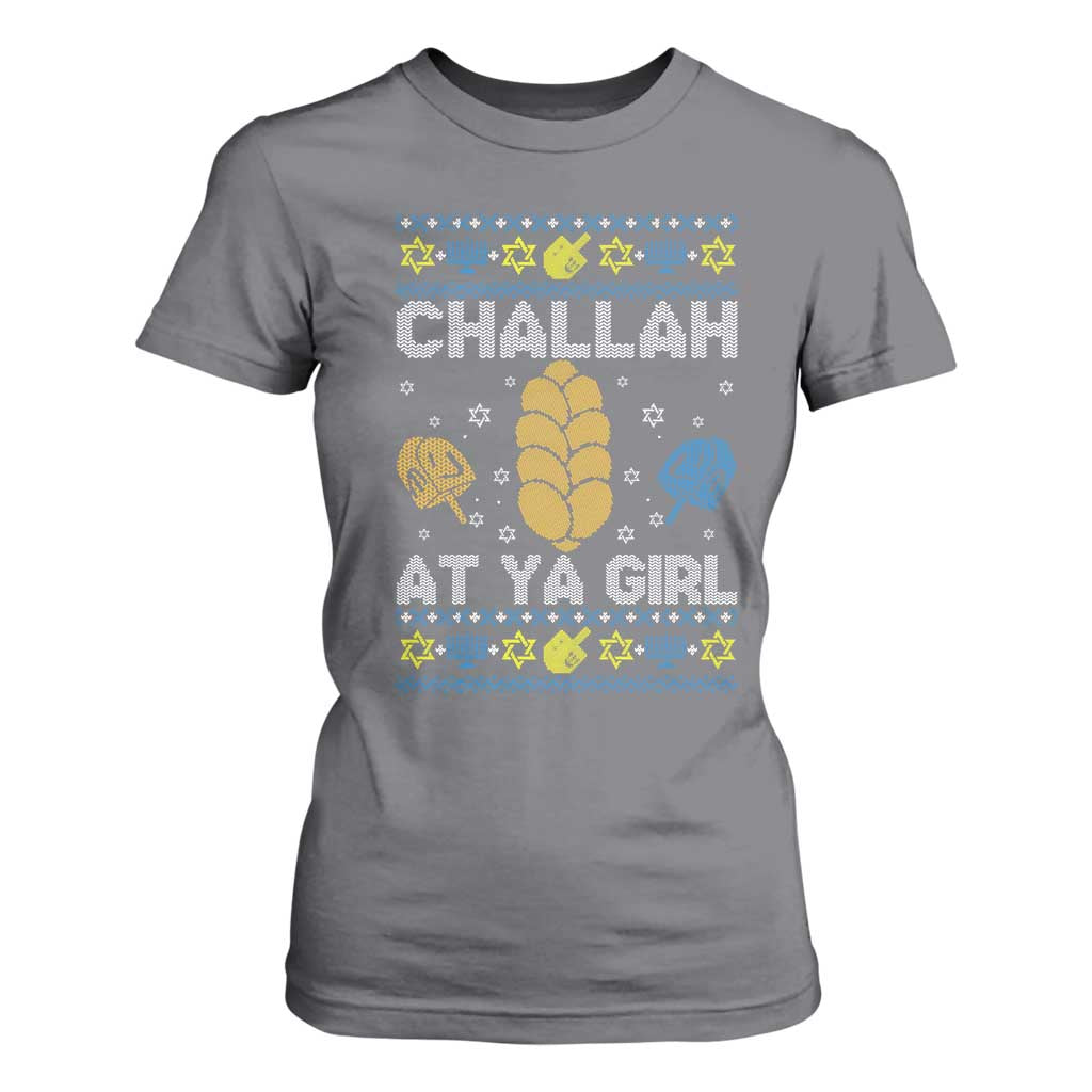 Funny Ugly Hanukkah T Shirt For Women Challah At Ya Girl Matching TS10 Charcoal Print Your Wear