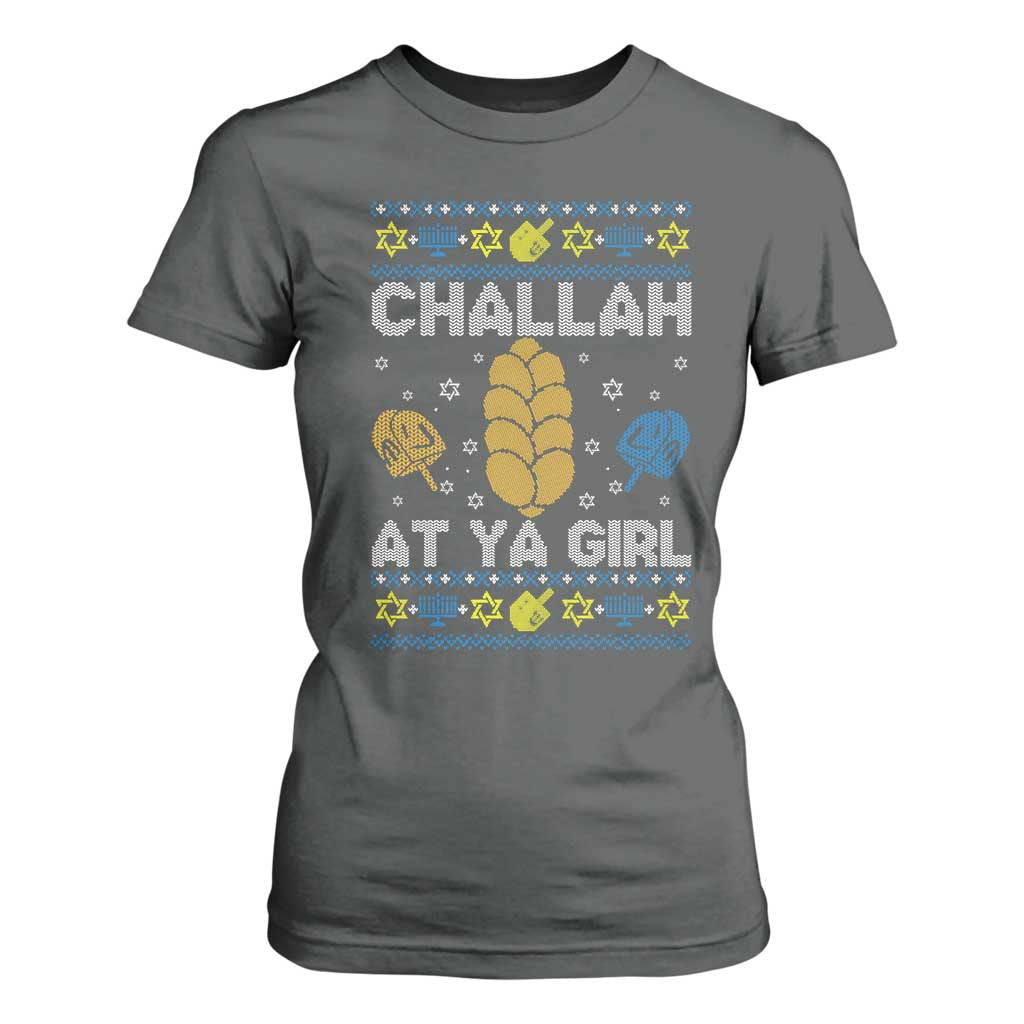 Funny Ugly Hanukkah T Shirt For Women Challah At Ya Girl Matching TS10 Dark Heather Print Your Wear
