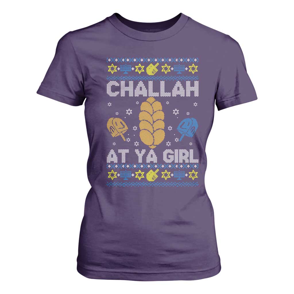 Funny Ugly Hanukkah T Shirt For Women Challah At Ya Girl Matching TS10 Purple Print Your Wear