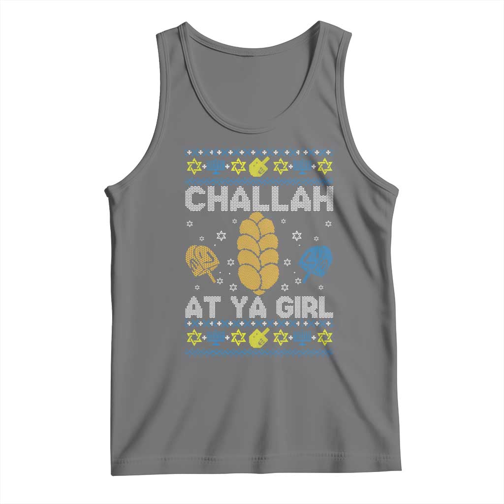 Funny Ugly Hanukkah Tank Top Challah At Ya Girl Matching TS10 Black Heather Print Your Wear