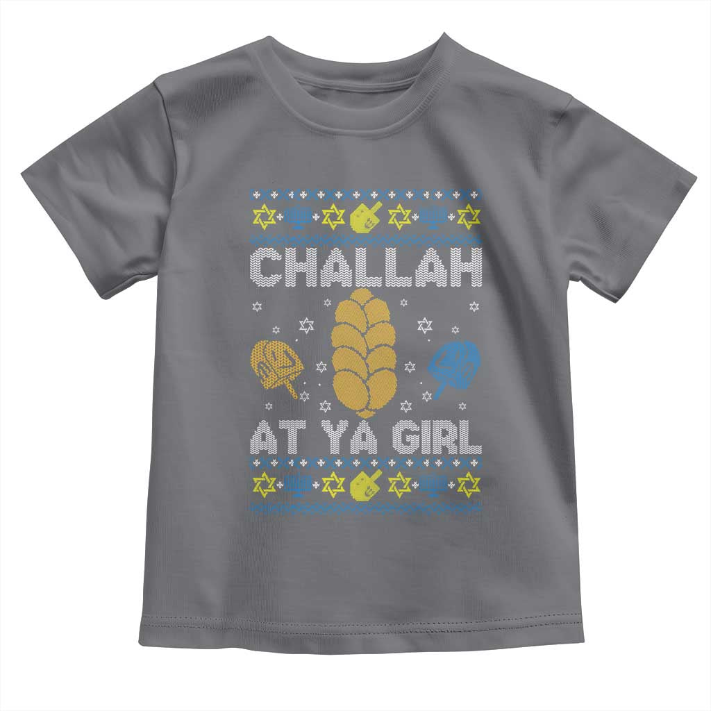 Funny Ugly Hanukkah Toddler T Shirt Challah At Ya Girl Matching TS10 Charcoal Print Your Wear