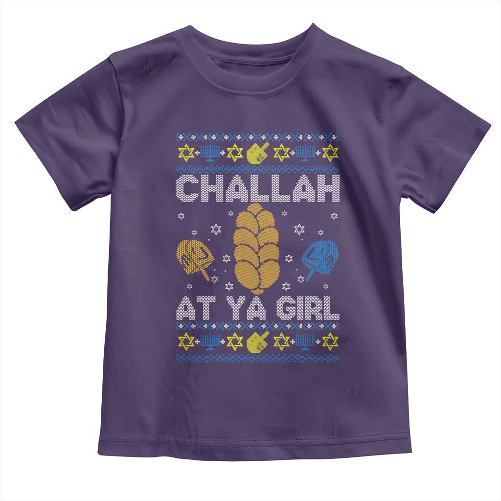 Funny Ugly Hanukkah Toddler T Shirt Challah At Ya Girl Matching TS10 Purple Print Your Wear
