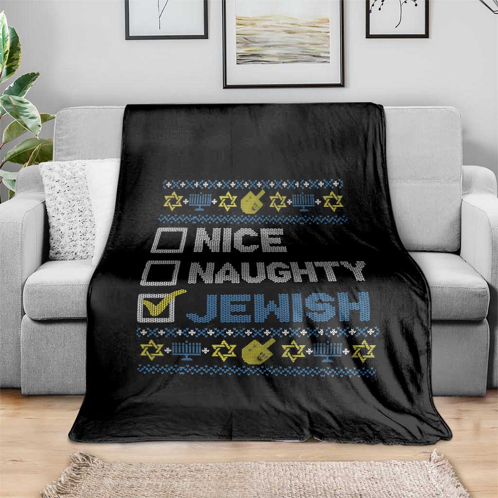 Nice Naughty Jewish Ugly Hanukkah Throw Blanket Chanukah Jew Gift TS10 Print Your Wear