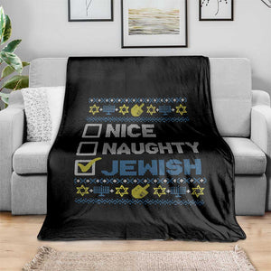 Nice Naughty Jewish Ugly Hanukkah Throw Blanket Chanukah Jew Gift TS10 Print Your Wear