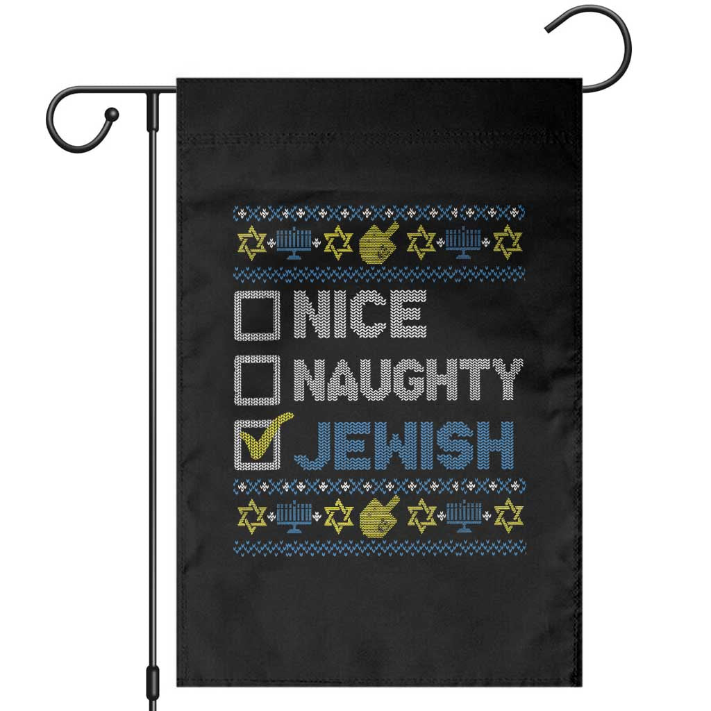 Nice Naughty Jewish Ugly Hanukkah Garden Flag Chanukah Jew Gift TS10 Black Print Your Wear