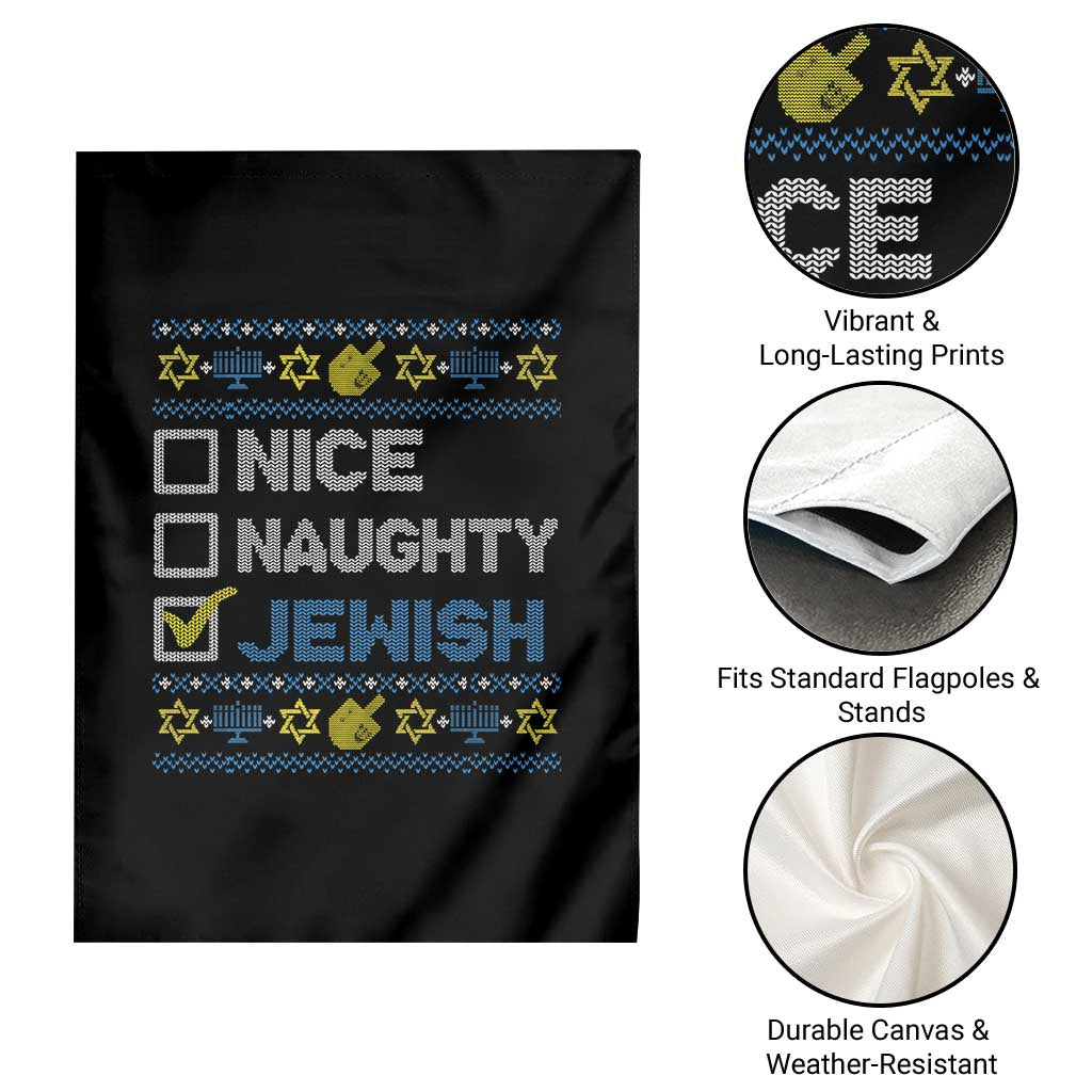 Nice Naughty Jewish Ugly Hanukkah Garden Flag Chanukah Jew Gift TS10 Print Your Wear