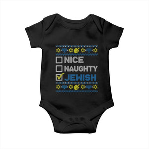 Nice Naughty Jewish Ugly Hanukkah Baby Onesie Chanukah Jew Gift TS10 Black Print Your Wear