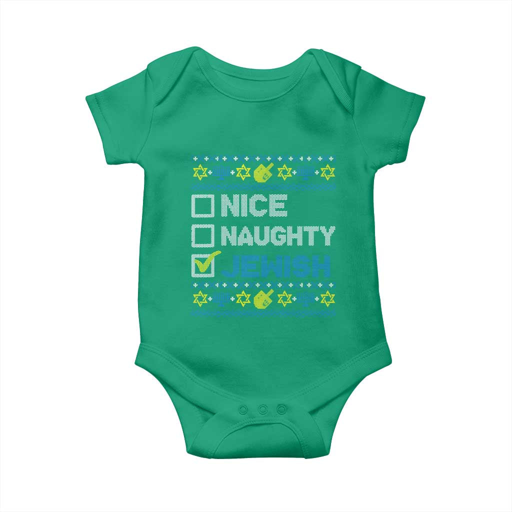 Nice Naughty Jewish Ugly Hanukkah Baby Onesie Chanukah Jew Gift TS10 Irish Green Print Your Wear