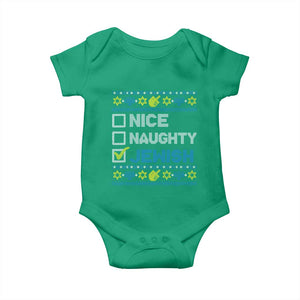 Nice Naughty Jewish Ugly Hanukkah Baby Onesie Chanukah Jew Gift TS10 Irish Green Print Your Wear