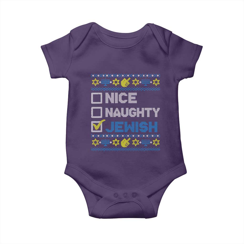 Nice Naughty Jewish Ugly Hanukkah Baby Onesie Chanukah Jew Gift TS10 Purple Print Your Wear