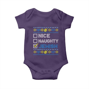Nice Naughty Jewish Ugly Hanukkah Baby Onesie Chanukah Jew Gift TS10 Purple Print Your Wear