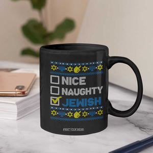 Nice Naughty Jewish Ugly Hanukkah Coffee Mug Chanukah Jew Gift TS10 Print Your Wear
