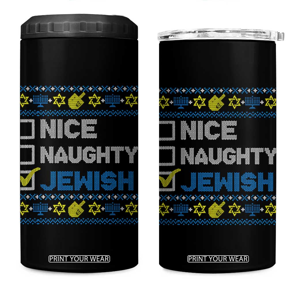 Nice Naughty Jewish Ugly Hanukkah 4 in 1 Can Cooler Tumbler Chanukah Jew Gift TS10 One Size: 16 oz Black Print Your Wear