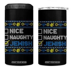 Nice Naughty Jewish Ugly Hanukkah 4 in 1 Can Cooler Tumbler Chanukah Jew Gift TS10 One Size: 16 oz Black Print Your Wear
