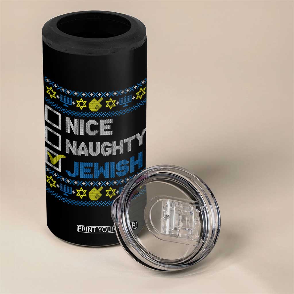Nice Naughty Jewish Ugly Hanukkah 4 in 1 Can Cooler Tumbler Chanukah Jew Gift TS10 Print Your Wear