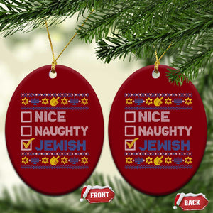 Nice Naughty Jewish Ugly Hanukkah Ceramic Ornament Chanukah Jew Gift TS10 Print Your Wear