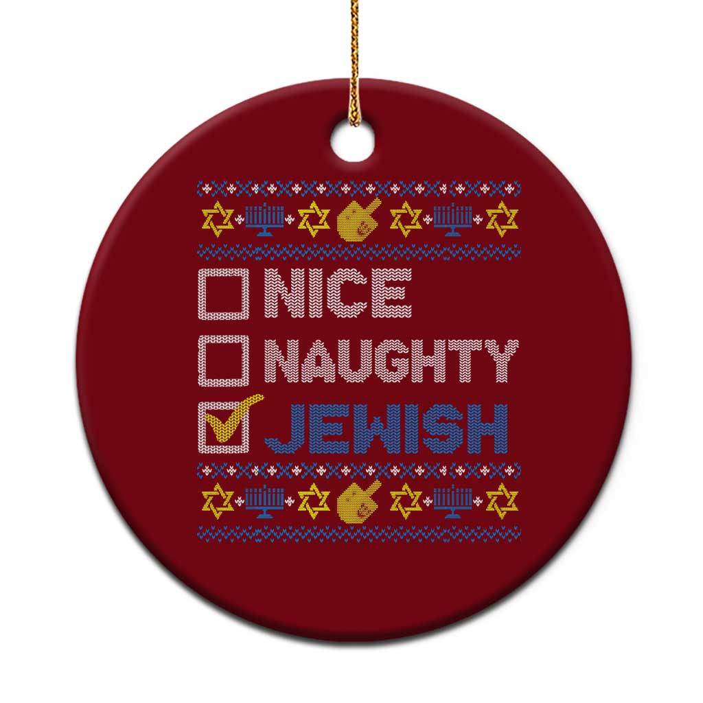 Nice Naughty Jewish Ugly Hanukkah Ceramic Ornament Chanukah Jew Gift TS10 1pc Red Print Your Wear