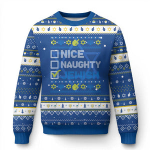 Nice Naughty Jewish Ugly Hanukkah Hanukkah Ugly Sweater Chanukah Jew Gift TS10 Blue White Print Your Wear