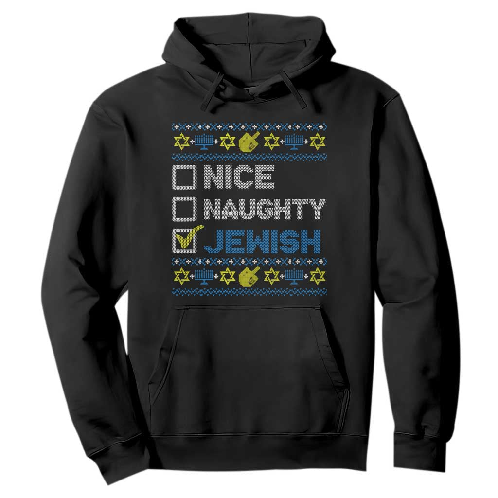 Nice Naughty Jewish Ugly Hanukkah Hoodie Chanukah Jew Gift TS10 Black Print Your Wear