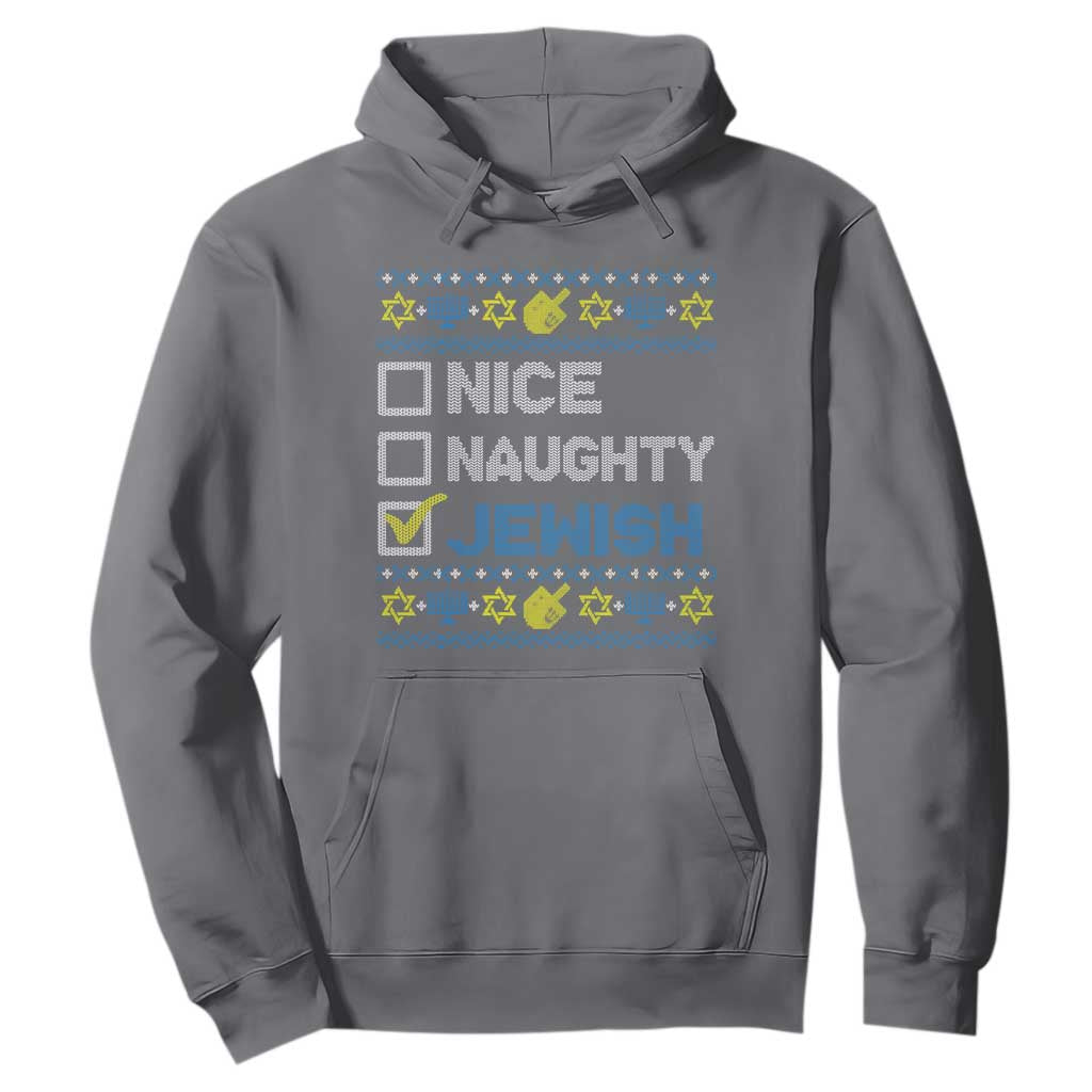 Nice Naughty Jewish Ugly Hanukkah Hoodie Chanukah Jew Gift TS10 Charcoal Print Your Wear