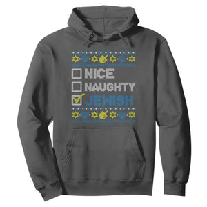 Nice Naughty Jewish Ugly Hanukkah Hoodie Chanukah Jew Gift TS10 Dark Heather Print Your Wear