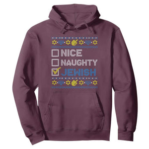 Nice Naughty Jewish Ugly Hanukkah Hoodie Chanukah Jew Gift TS10 Maroon Print Your Wear