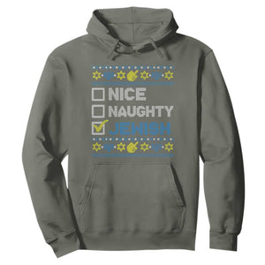 Nice Naughty Jewish Ugly Hanukkah Hoodie Chanukah Jew Gift TS10 Military Green Print Your Wear