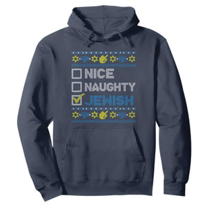 Nice Naughty Jewish Ugly Hanukkah Hoodie Chanukah Jew Gift TS10 Navy Print Your Wear