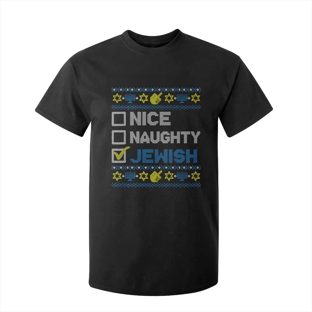Nice Naughty Jewish Ugly Hanukkah T Shirt For Kid Chanukah Jew Gift TS10 Black Print Your Wear