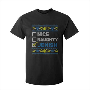 Nice Naughty Jewish Ugly Hanukkah T Shirt For Kid Chanukah Jew Gift TS10 Black Print Your Wear