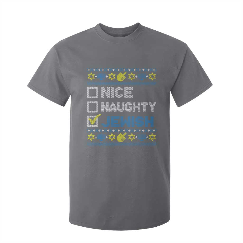 Nice Naughty Jewish Ugly Hanukkah T Shirt For Kid Chanukah Jew Gift TS10 Charcoal Print Your Wear