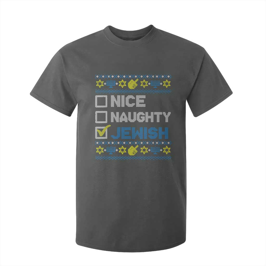 Nice Naughty Jewish Ugly Hanukkah T Shirt For Kid Chanukah Jew Gift TS10 Dark Heather Print Your Wear