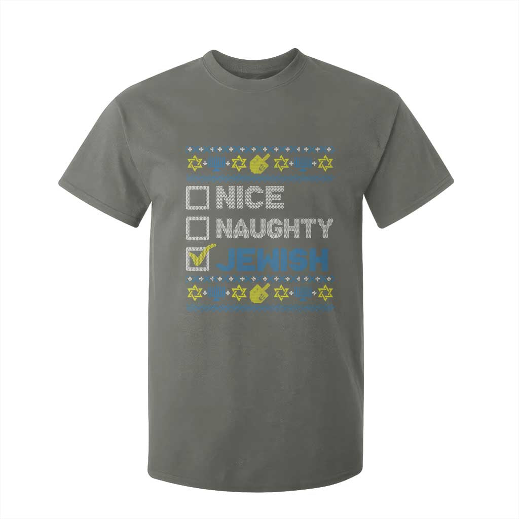 Nice Naughty Jewish Ugly Hanukkah T Shirt For Kid Chanukah Jew Gift TS10 Military Green Print Your Wear