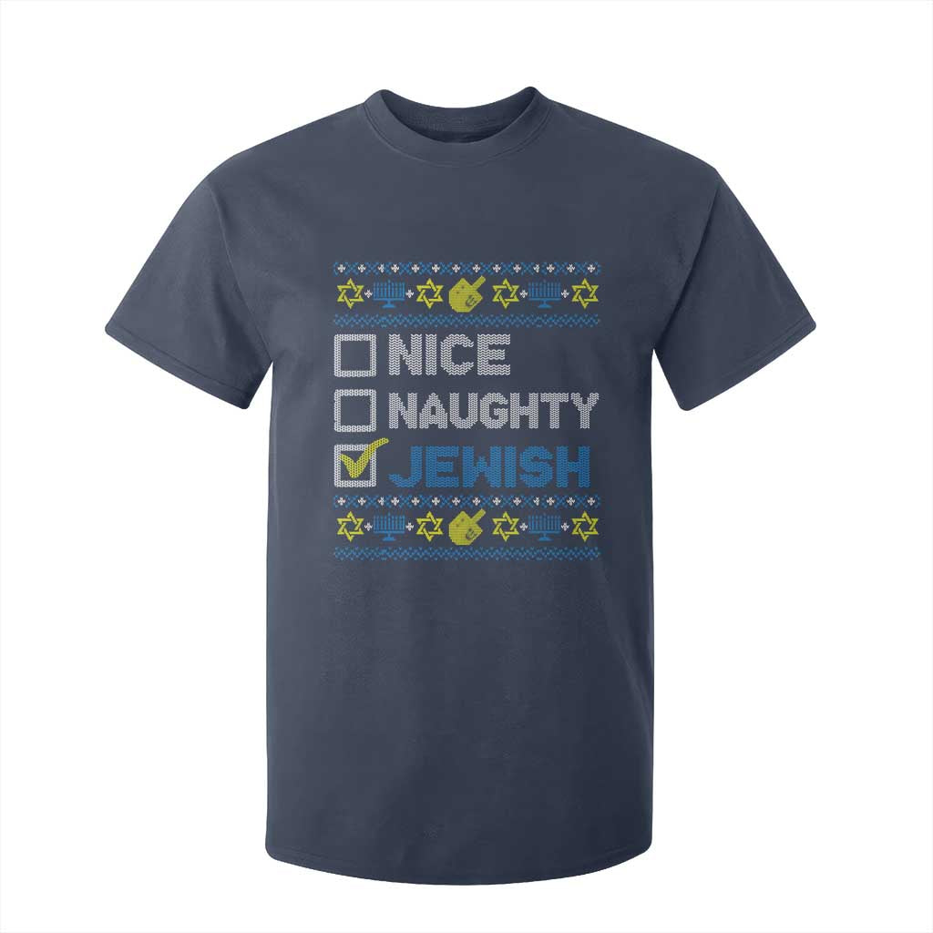 Nice Naughty Jewish Ugly Hanukkah T Shirt For Kid Chanukah Jew Gift TS10 Navy Print Your Wear
