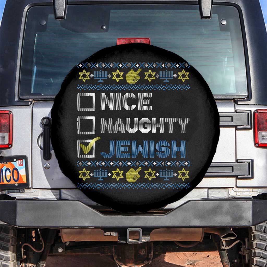 Nice Naughty Jewish Ugly Hanukkah Spare Tire Cover Chanukah Jew Gift TS10 No hole Black Print Your Wear