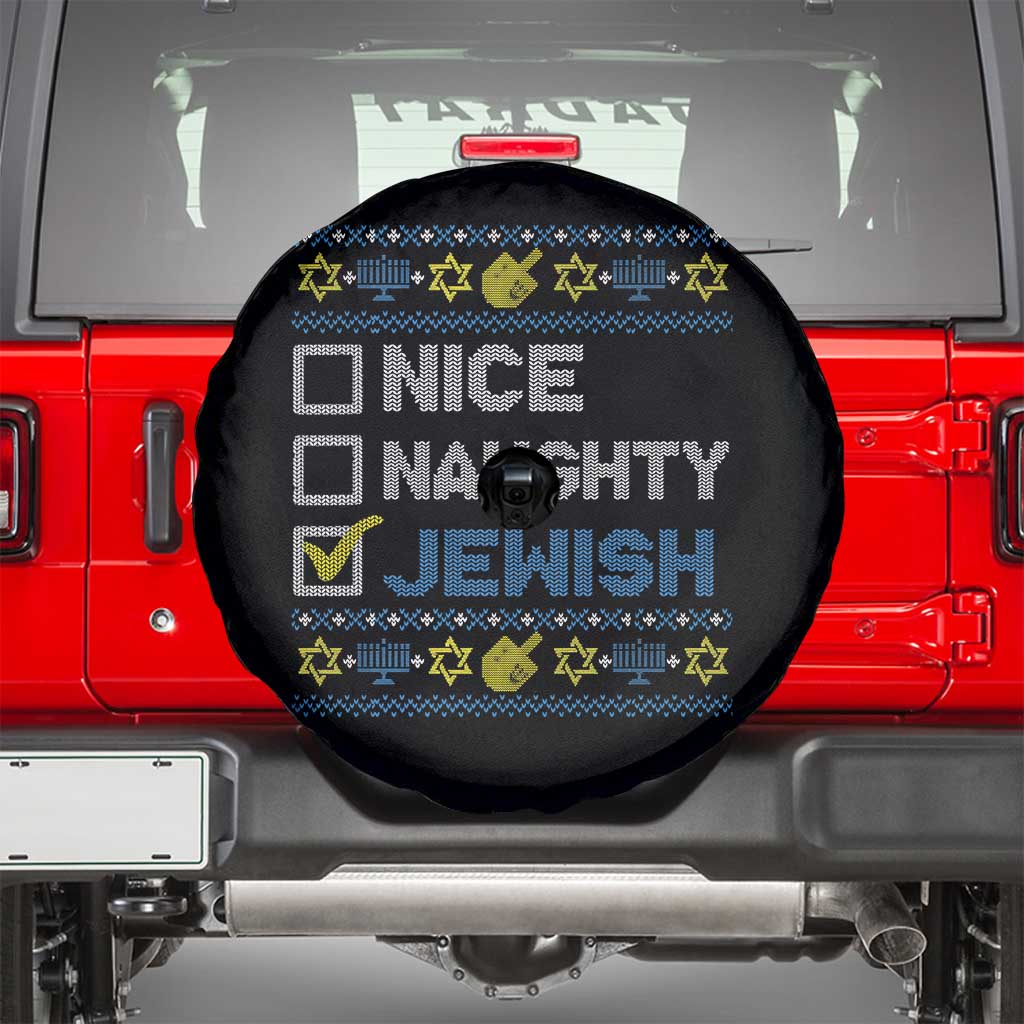Nice Naughty Jewish Ugly Hanukkah Spare Tire Cover Chanukah Jew Gift TS10 Black Print Your Wear