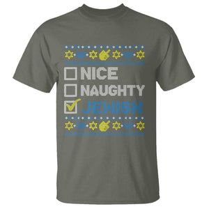 Nice Naughty Jewish Ugly Hanukkah T Shirt Chanukah Jew Gift TS10 Military Green Print Your Wear