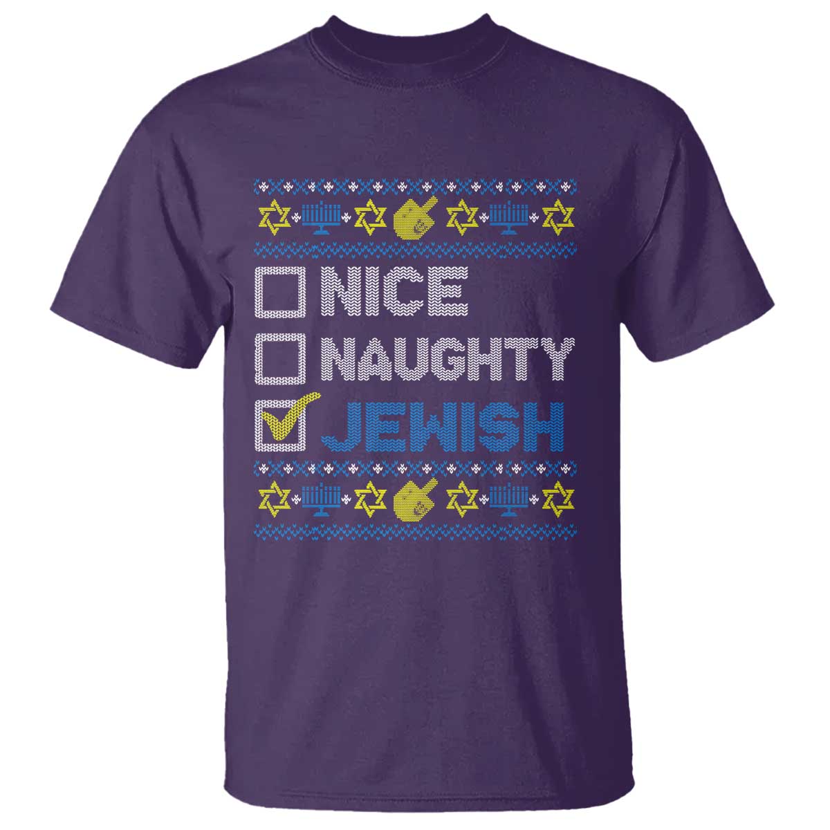 Nice Naughty Jewish Ugly Hanukkah T Shirt Chanukah Jew Gift TS10 Purple Print Your Wear