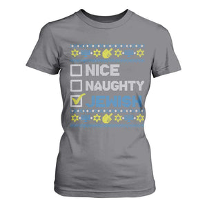 Nice Naughty Jewish Ugly Hanukkah T Shirt For Women Chanukah Jew Gift TS10 Charcoal Print Your Wear