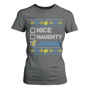 Nice Naughty Jewish Ugly Hanukkah T Shirt For Women Chanukah Jew Gift TS10 Dark Heather Print Your Wear