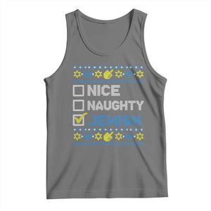 Nice Naughty Jewish Ugly Hanukkah Tank Top Chanukah Jew Gift TS10 Black Heather Print Your Wear