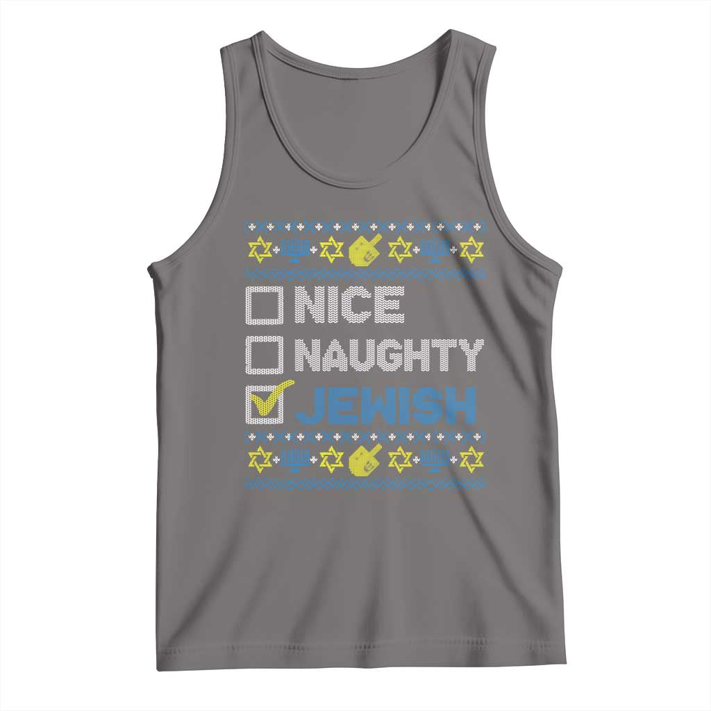 Nice Naughty Jewish Ugly Hanukkah Tank Top Chanukah Jew Gift TS10 Deep Heather Print Your Wear